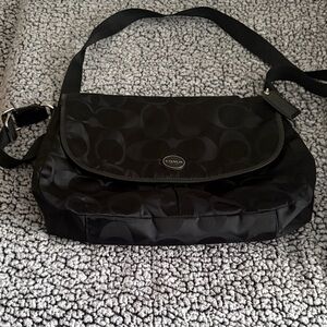 Coach Black Signature Nylon Crossbody Bag with adjustable strap (used)